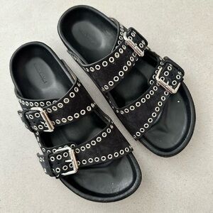 Isabel Marant Lennyo Black Studded Slide Sandal